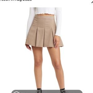 BP Tan A-Line Pleated Skirt